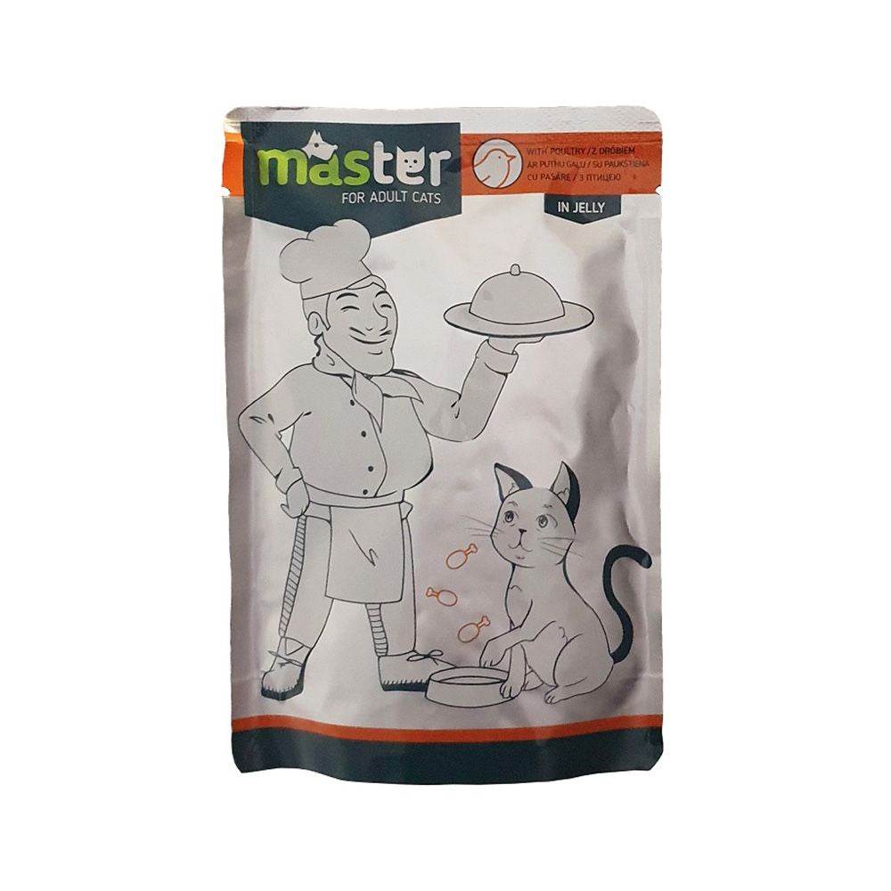 Paw & Joy Biggest Pet Supplies brand in Egypt | Master Cat Wet Food Poultry Jelly Pouch 80g