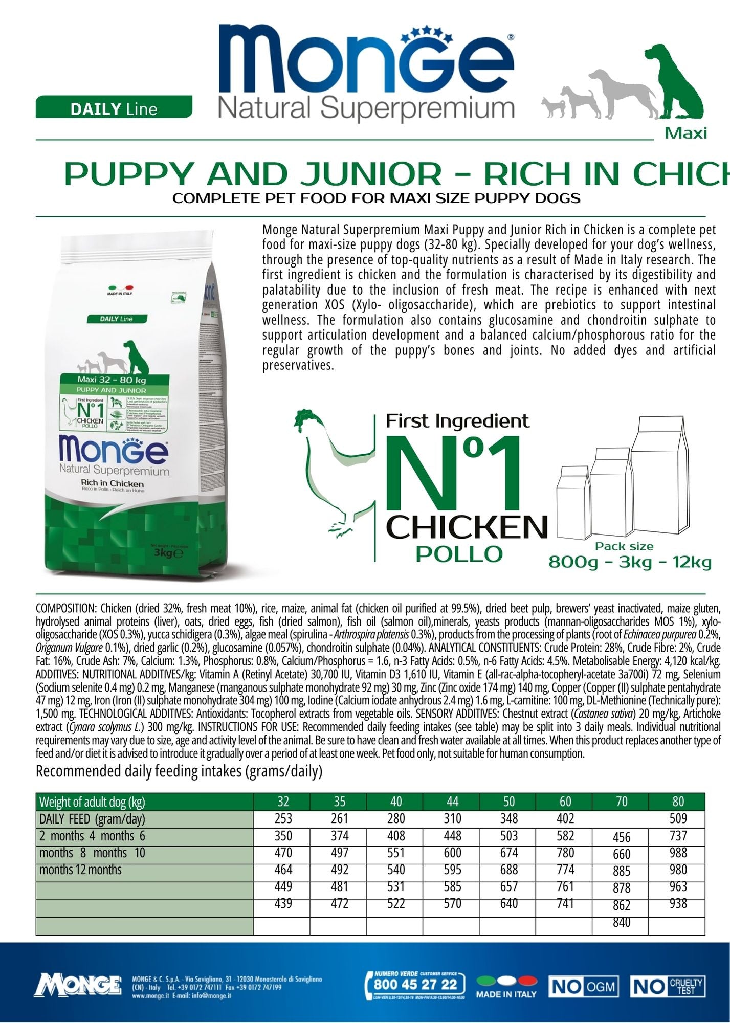 MONGE Super Premium Puppy&Junior Dog Dry Food 3kg