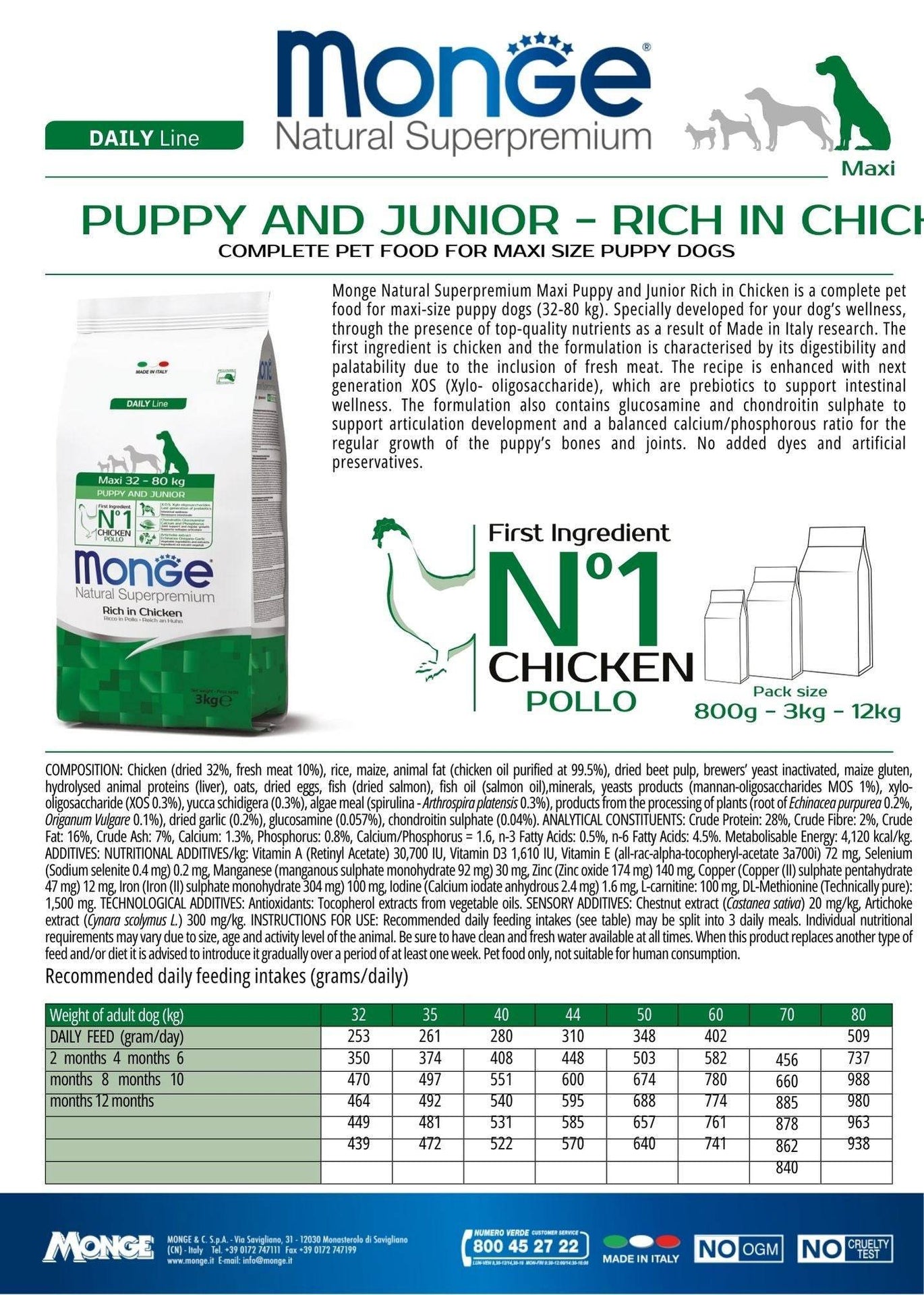 MONGE Super Premium Puppy&Junior Dog Dry Food 3kg