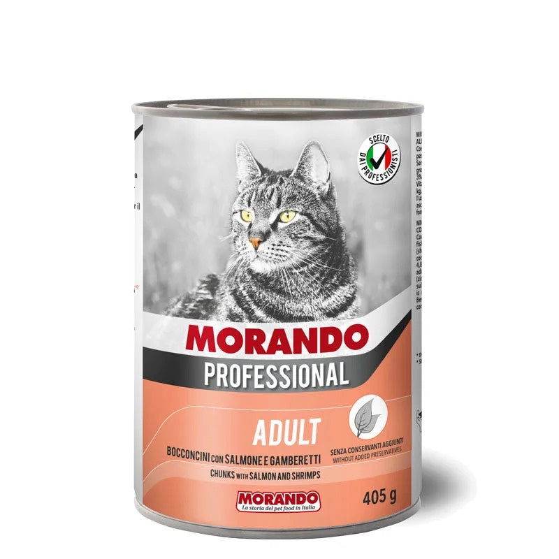 Paw & Joy Biggest Pet Supplies brand in Egypt | Morando Cat Wet Food Chunks Salmon&Shrimps 405g