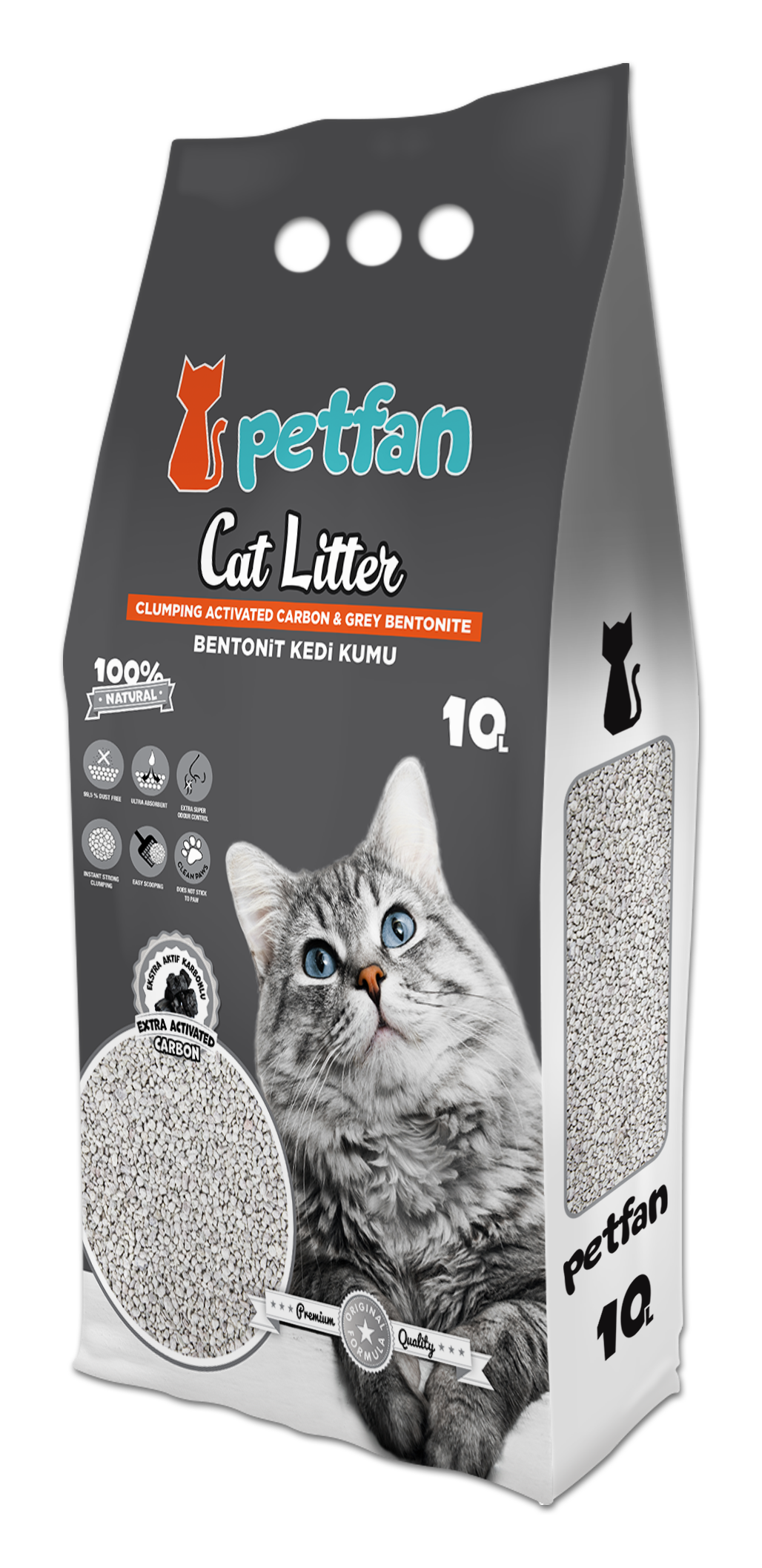 PETFAN Clumping Cat Litter Active Carbon 10L -  - PetsOffice