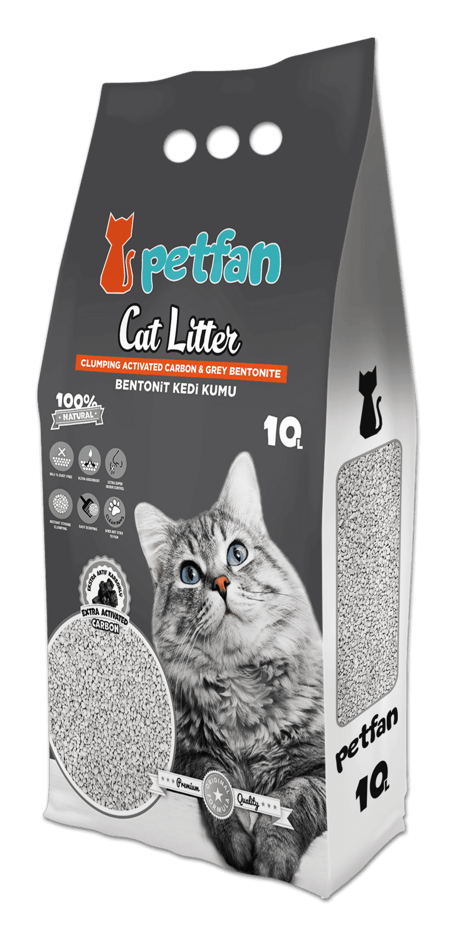 Paw & Joy Biggest Pet Supplies brand in Egypt | PETFAN Clumping Cat Litter Active Carbon 10L