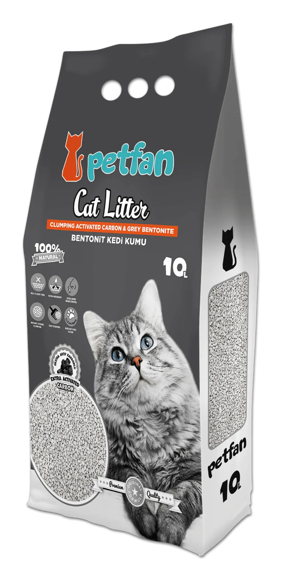 PETFAN Clumping Cat Litter Active Carbon 10L - Paw & Joy