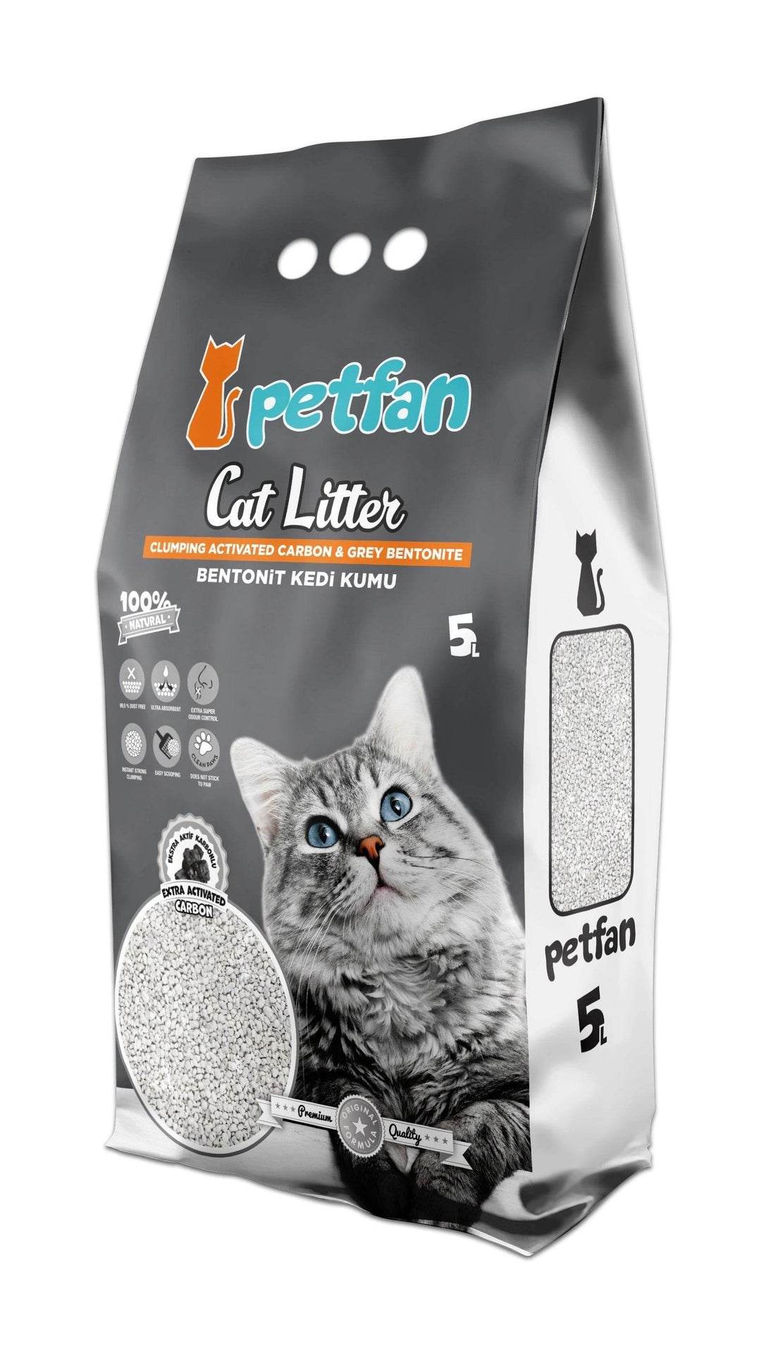 Paw & Joy Biggest Pet Supplies brand in Egypt | PETFAN Clumping Cat Litter Active Carbon 5L