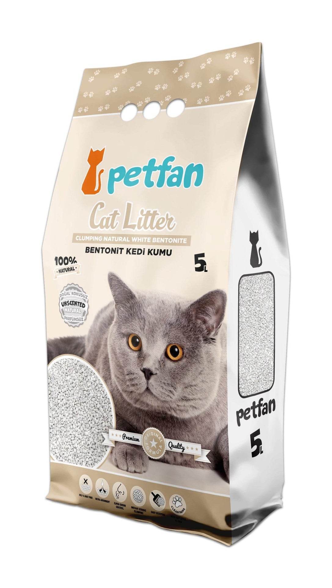 Paw & Joy Biggest Pet Supplies brand in Egypt | PETFAN Clumping Cat Litter Natural 5L