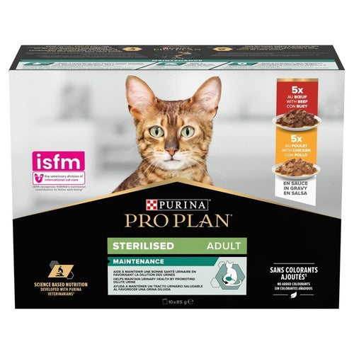 Pro Plan Sterilised Cat Wet Food Chicken&Beef Box 10*85g