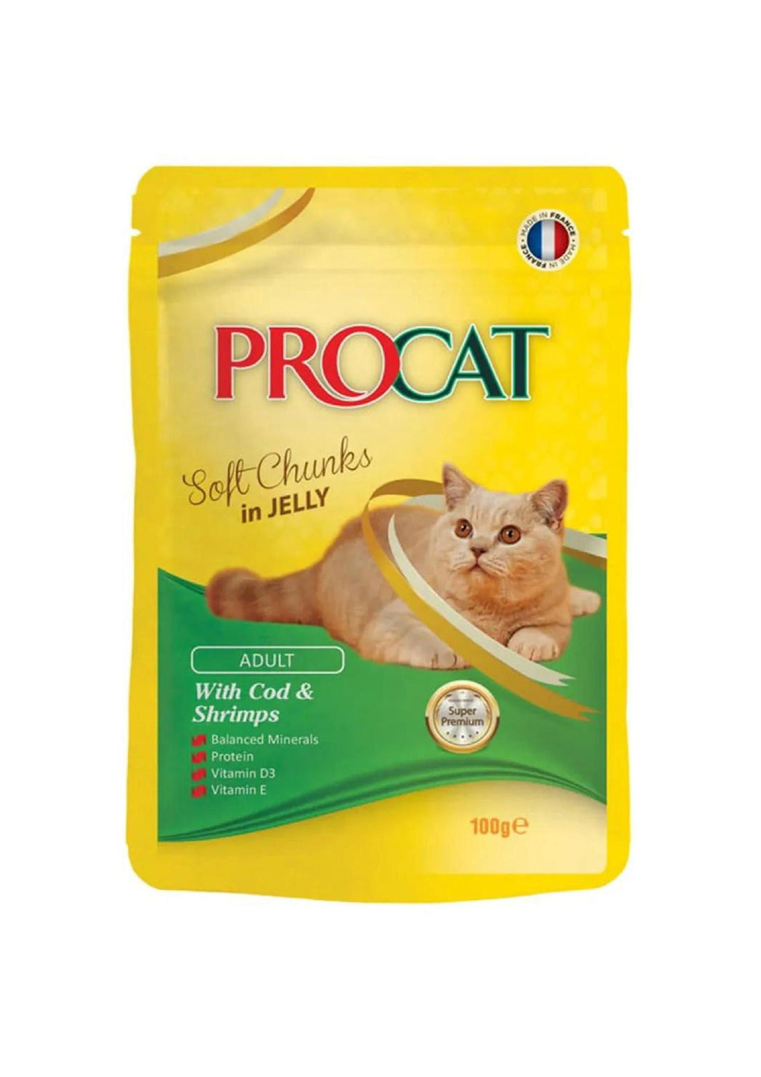 Procat Wet Food Cod&Shrimp Jelly Pouch 100g -  - PetsOffice