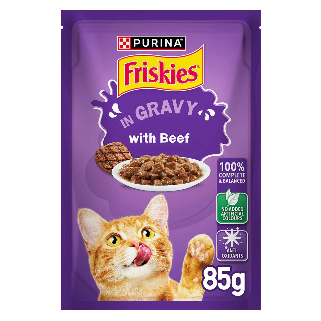 Purina Friskies Beef Chunks Gravy Cat Wet Food Pouch 85g