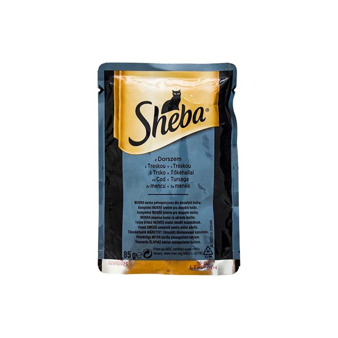 Paw & Joy Biggest Pet Supplies brand in Egypt | Sheba Adult Cat Wet Food Cod Pouch 85g