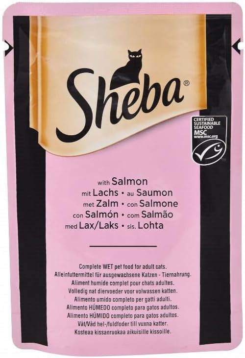 Paw & Joy Biggest Pet Supplies brand in Egypt | Sheba Adult Cat Wet Food Salmon Pouch 85g