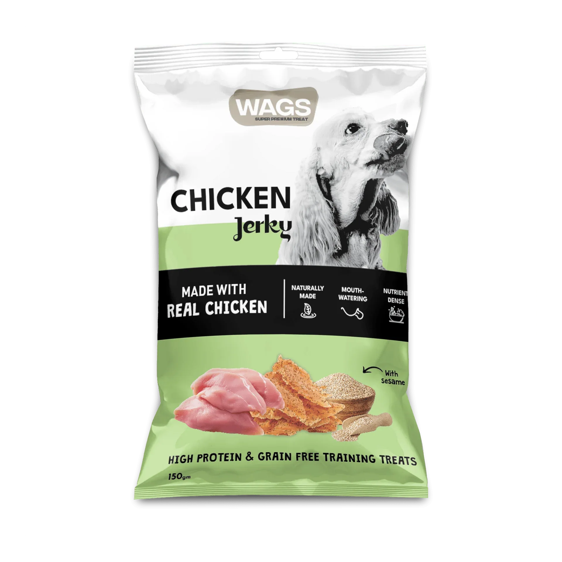 Wags Chicken Jerky with Sesame 150g - Paw & Joy