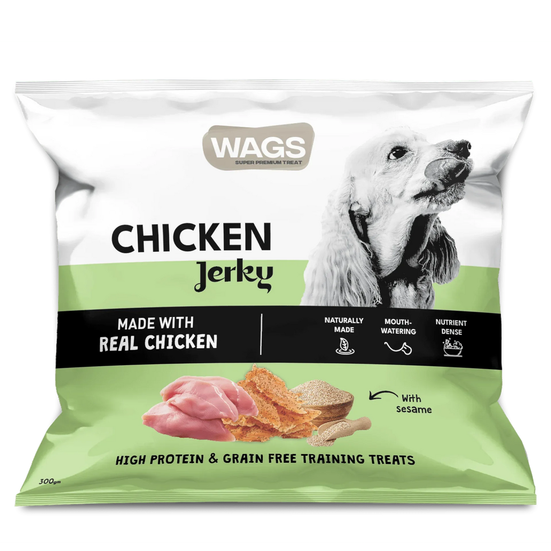 Wags Chicken Jerky with Sesame 300g - Paw & Joy