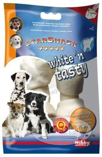 68004 NOBBY White?n Tasty knotted bone 110g 15cm 2pcs - Paw & Joy