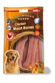 70081 NOBBY CHICKEN MEAT BONES pressed bone medium 5 pcs, approx.10 cm, approx. 160 g - Paw & Joy